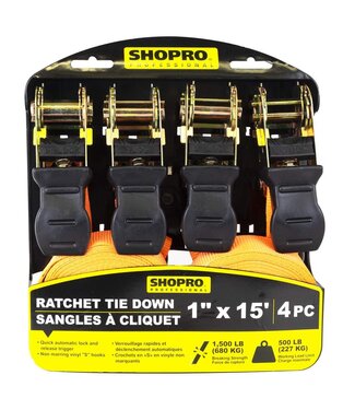 Livingstone Ratchet Tie Down 4pc 1in x 15ft HD
