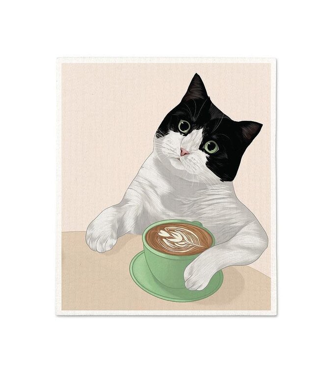 Cat & Latte Dishcloth