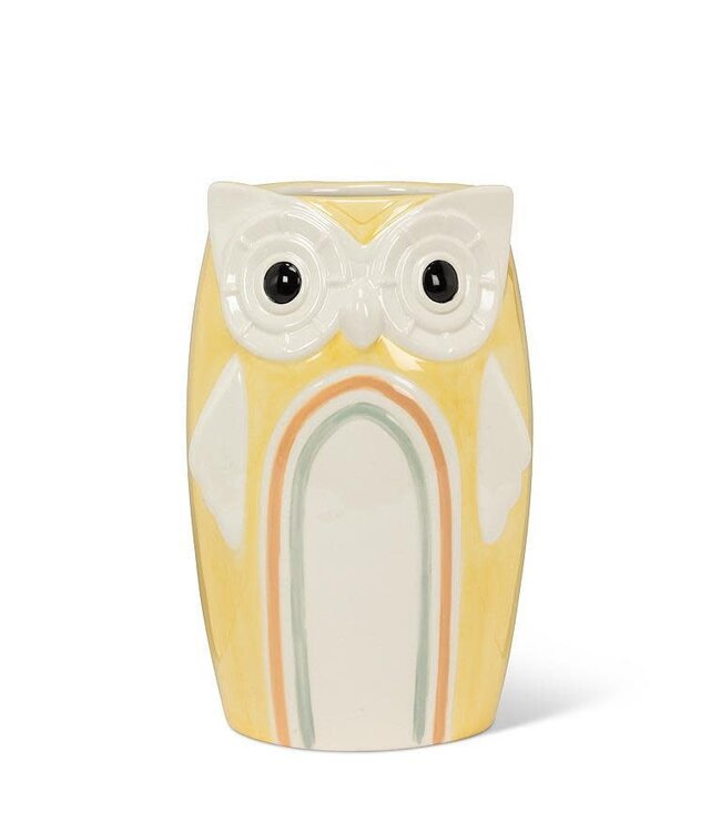 Rainbow Owl Vase - Yellow