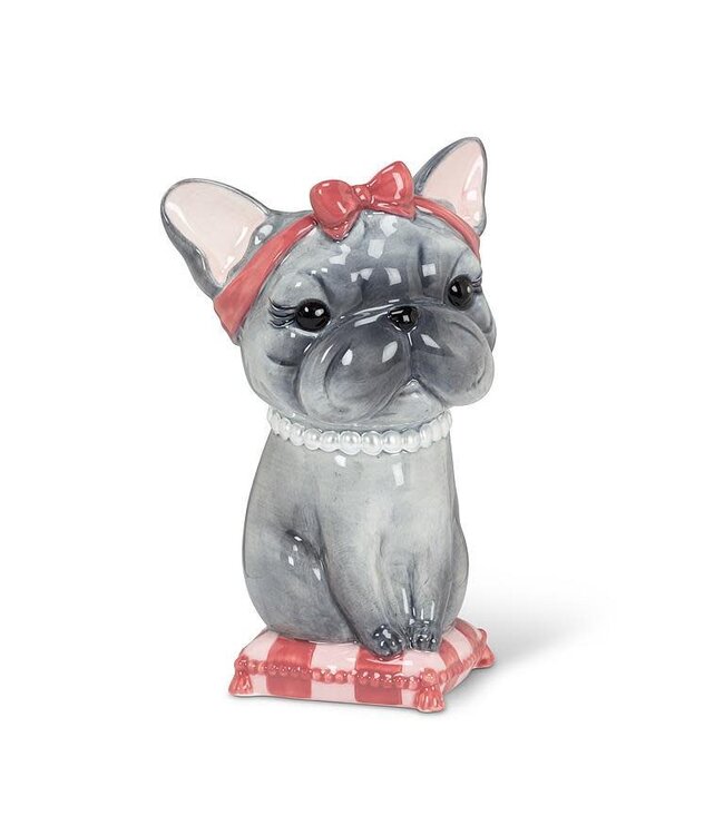 Frenchie on Cushion Vase
