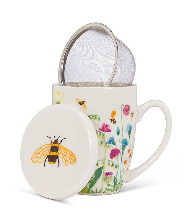 Bee Garden Covered Mug & Strainer