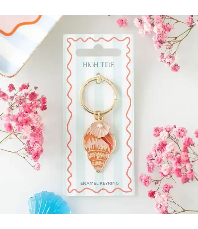 High Tide Beachy Coastal Shell Keyring