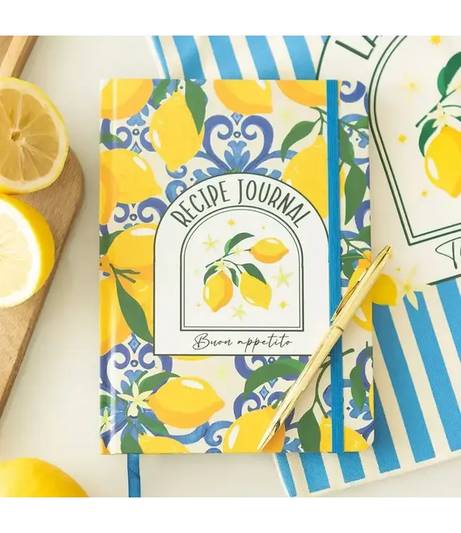 Italian Lemon Print A5 Recipe Journal