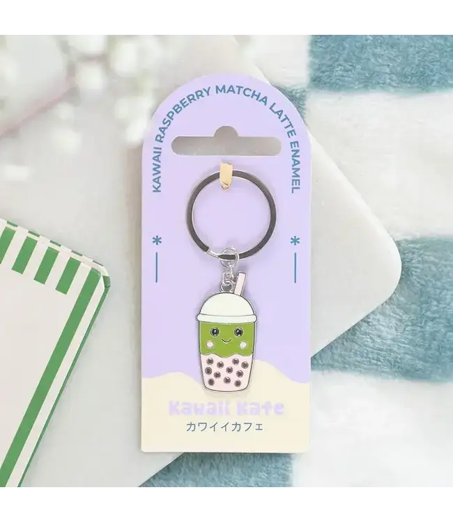 Kawaii Matcha Latte Bubble Tea Keyring
