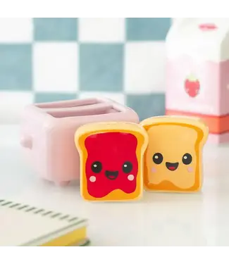 Something Different Wholesale Kawaii Toast Salt and Pepper Shakers in Toaster Holder