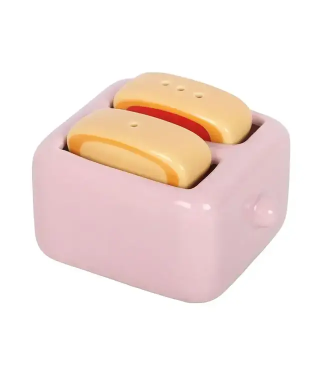 Kawaii Toast Salt and Pepper Shakers in Toaster Holder