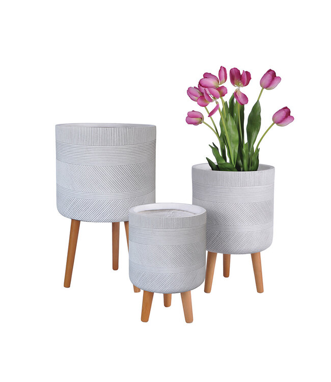 White Design Pot w/ Legs Large