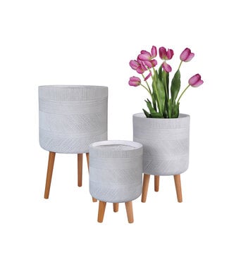 The Florist Supply White Design Planter w/ Legs Medium