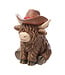 Resin Highland Cow w/ Hat Figure