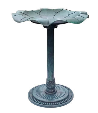 My Patio Bird Bath - Veined Leaf 27" - Verdi Gris