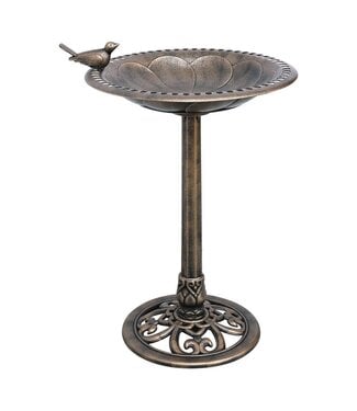Holland Imports Bird Bath - Petal with Bird 30.7"H - Bronze Finish
