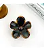 Elegant Two-Color Flower Claw Clip Black