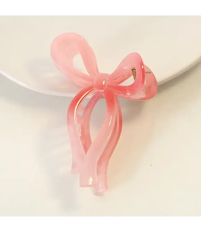 Jelly Color Bow Hair Claw Pink