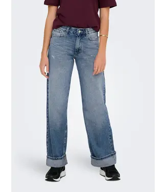 ONLY Elle Mid Rise Wide Fold Up Denim