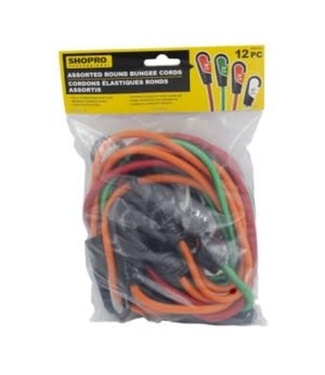 12 PC Assorted Bungee Cords