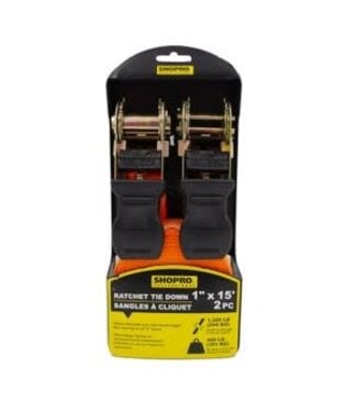 2 PC 1" x 15' Ratchet Tie Down - Orange