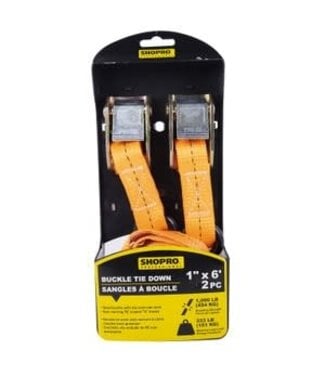 2 PC Buckle Tie Down Set 1" x 6'- Orange