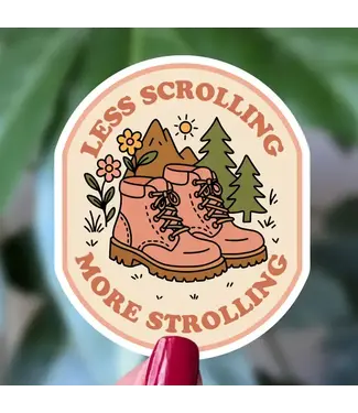 Moonlit Creations Less Scrolling More Strolling Hiking Sticker
