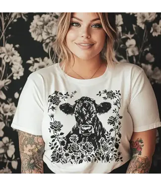 STRONG N FREE CDN Floral Cow T-Shirt