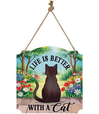 Carson Home & Gift Metal Wall Sign - A Cat