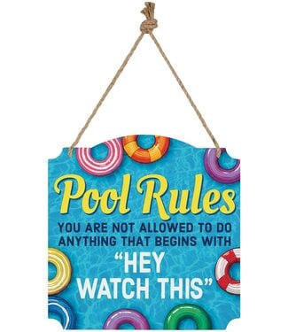 Carson Home & Gift Metal Wall Sign - Pool Rules