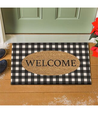 Evergreen Buffalo Check Welcome Coir Mat