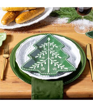 Evergreen Shades of Emerald Plate Tree Shaped Salad Plate