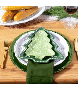 Evergreen Shades of Emerald Plate Tree Shaped Appetizer Plate