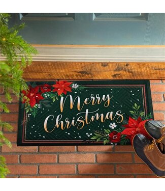 Evergreen Floral Merry Christmas Embossed Mat