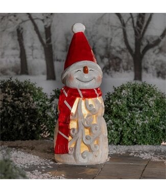 Evergreen LED Garden Statue - Snowman with Hat