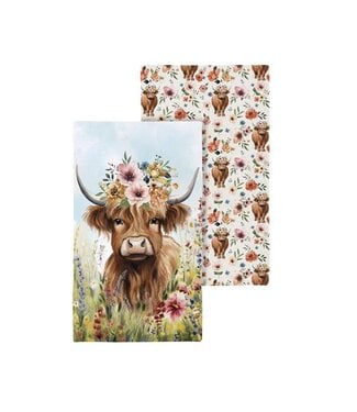 Evergreen Highland Cow Quick Dry Kitchen Towel
