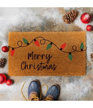 Evergreen Holiday Lights Coir Door Mat