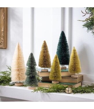 Evergreen Shades of Emerald Table Décor Bottle Brush Tree Set Large
