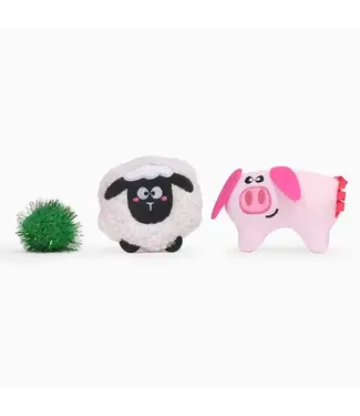 Hugsmart Pet Meow Buddies - Sheep & Pig Cat Toy Set