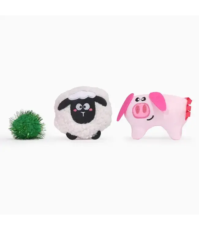 Meow Buddies - Sheep & Pig Cat Toy Set
