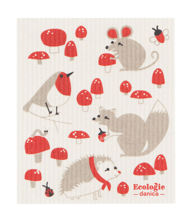 Toadstool Time Swedish Dishcloth