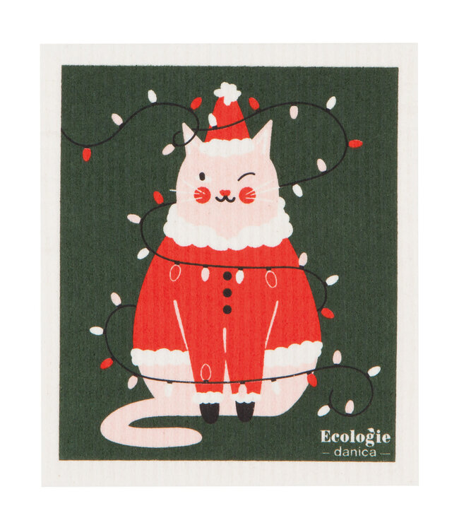 Festive Feline Swedish Dishcloth