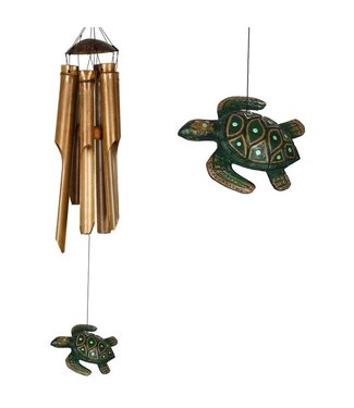 Evergreen Half Coconut Chime Med Sea Turtle