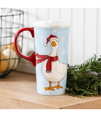 Evergreen Holly Homestead Goose Travel Cup Ceramic Perfect