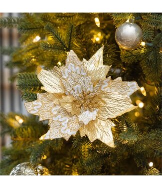 Evergreen Pearl & Pine Ornament Gold and White Floral Tree C