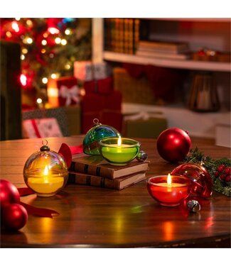 Evergreen Heartfelt Cheer LED Table Décor Glass Ornament Flickering Flame LED Candle