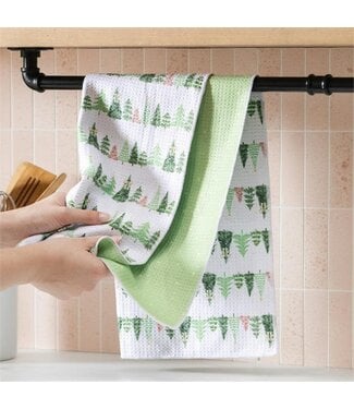 Evergreen Shades of Emerald Kitchen Towel Quick Dry Waffle Weave