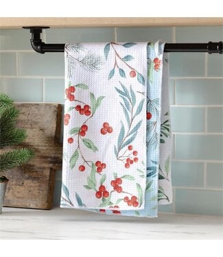 Evergreen Snowbirds Kitchen Towel Quick Dry Waffle Weave
