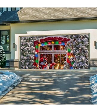 Evergreen Winter View Double Garage Door Cover