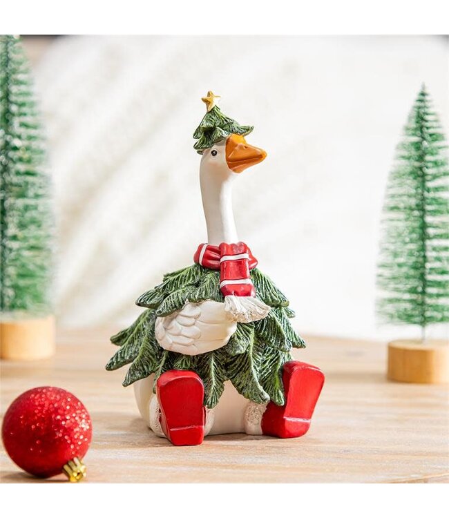 Holly Homestead Table Décor Resin Goose in Tree
