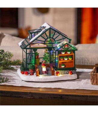 Evergreen Holly Homestead LED Table Decor Greenhouse