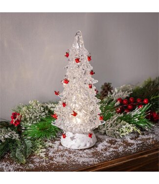 Evergreen Snowbirds LED Table Décor Plastic LED Tree with Ca