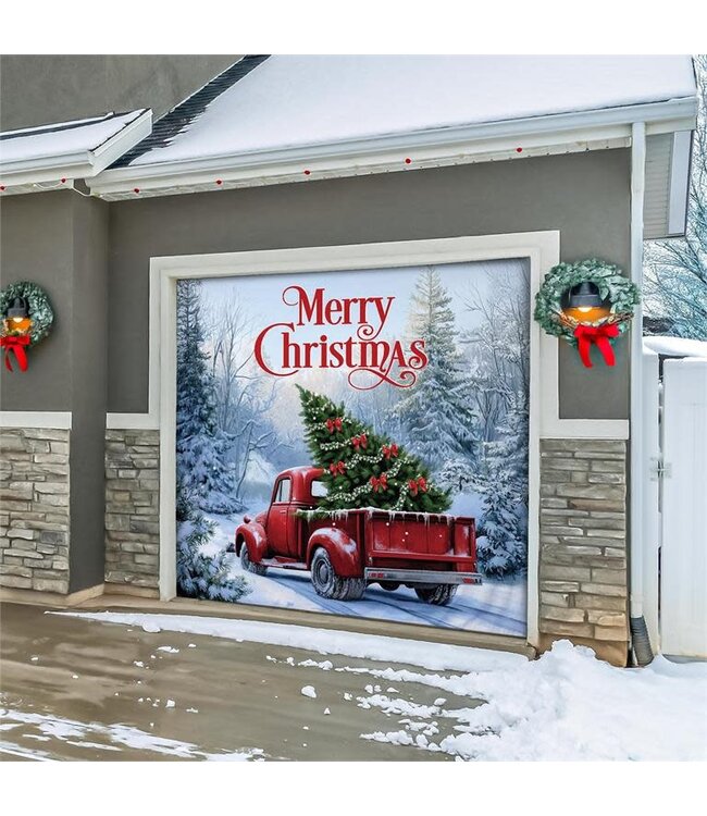 Evergreen Christmas Delivery Single Garage Door Cover