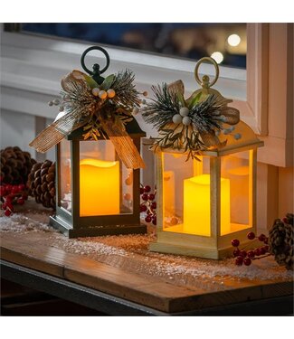 Evergreen Howdy Holiday Outdoor Metal and Glass LED Lantern