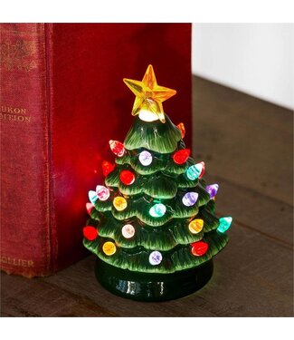 Evergreen Heartfelt Cheer LED Table Decor Ceramic Mini Tree